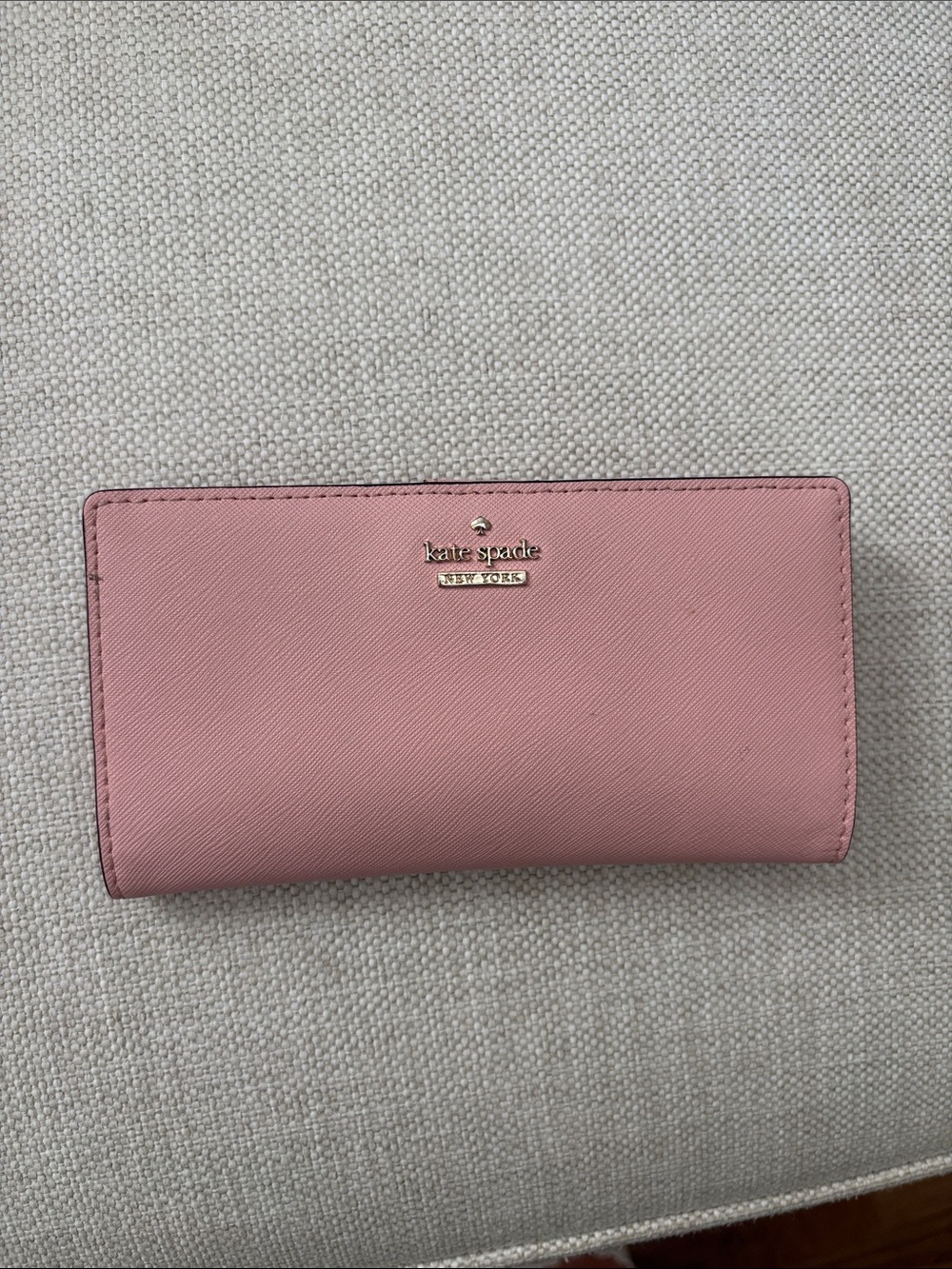 kate spade pink continental wallet with gold logo